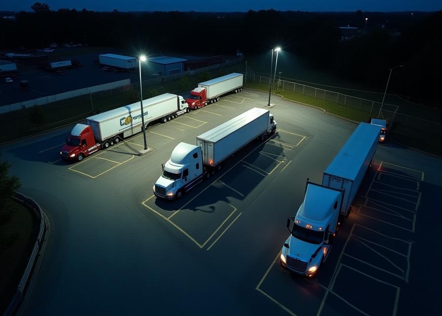 Spacious and secure semi-truck parking lot at Denton Ave Hudson